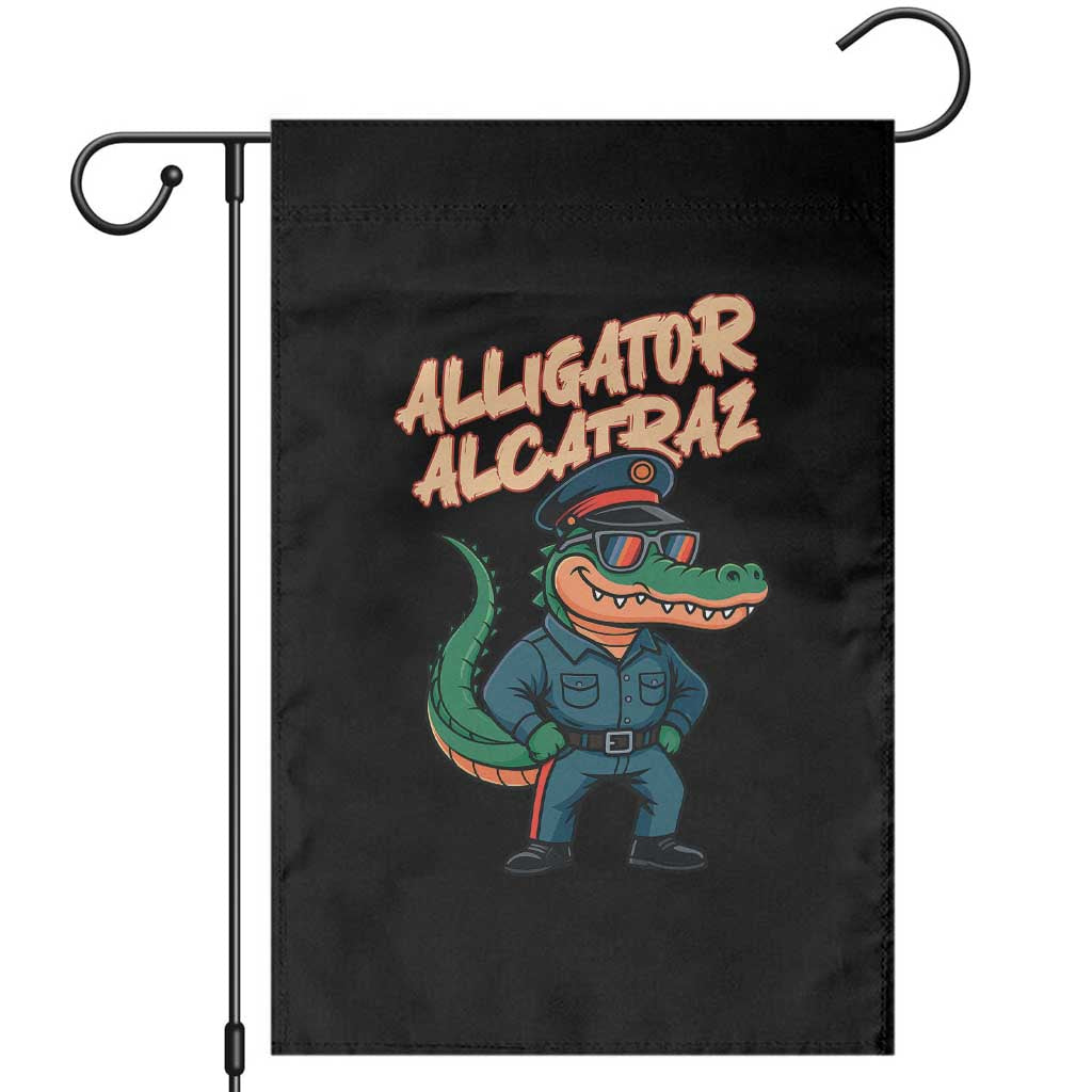 Alligator Alcatraz Political Garden Flag Funny Florida Gator Cop with Attitude TS02 Black Print Your Wear