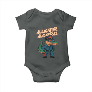 Alligator Alcatraz Political Baby Onesie Funny Florida Gator Cop with Attitude TS02 Dark Heather Print Your Wear