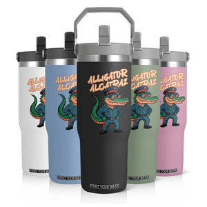Alligator Alcatraz Political Flip Straw Tumbler Funny Florida Gator Cop with Attitude TS02 Print Your Wear