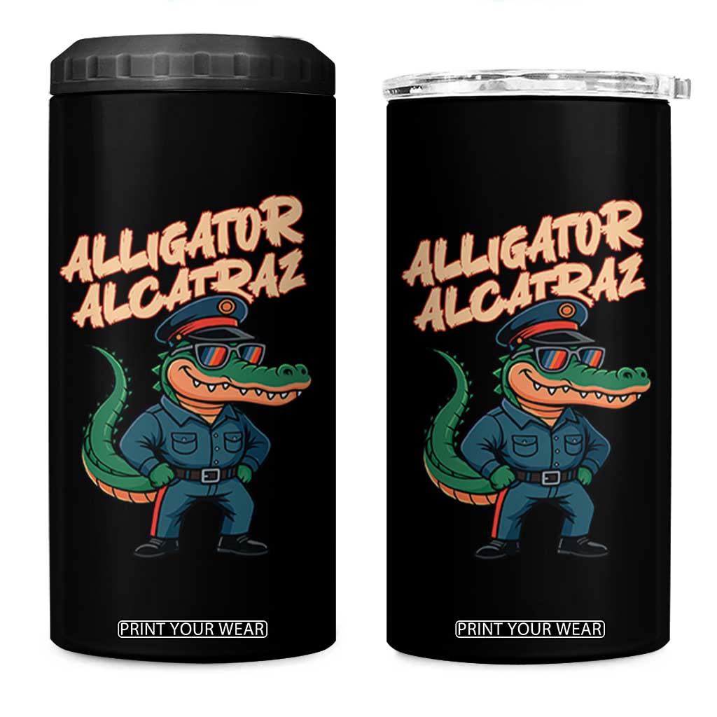 Alligator Alcatraz Political 4 in 1 Can Cooler Tumbler Funny Florida Gator Cop with Attitude TS02 One Size: 16 oz Black Print Your Wear