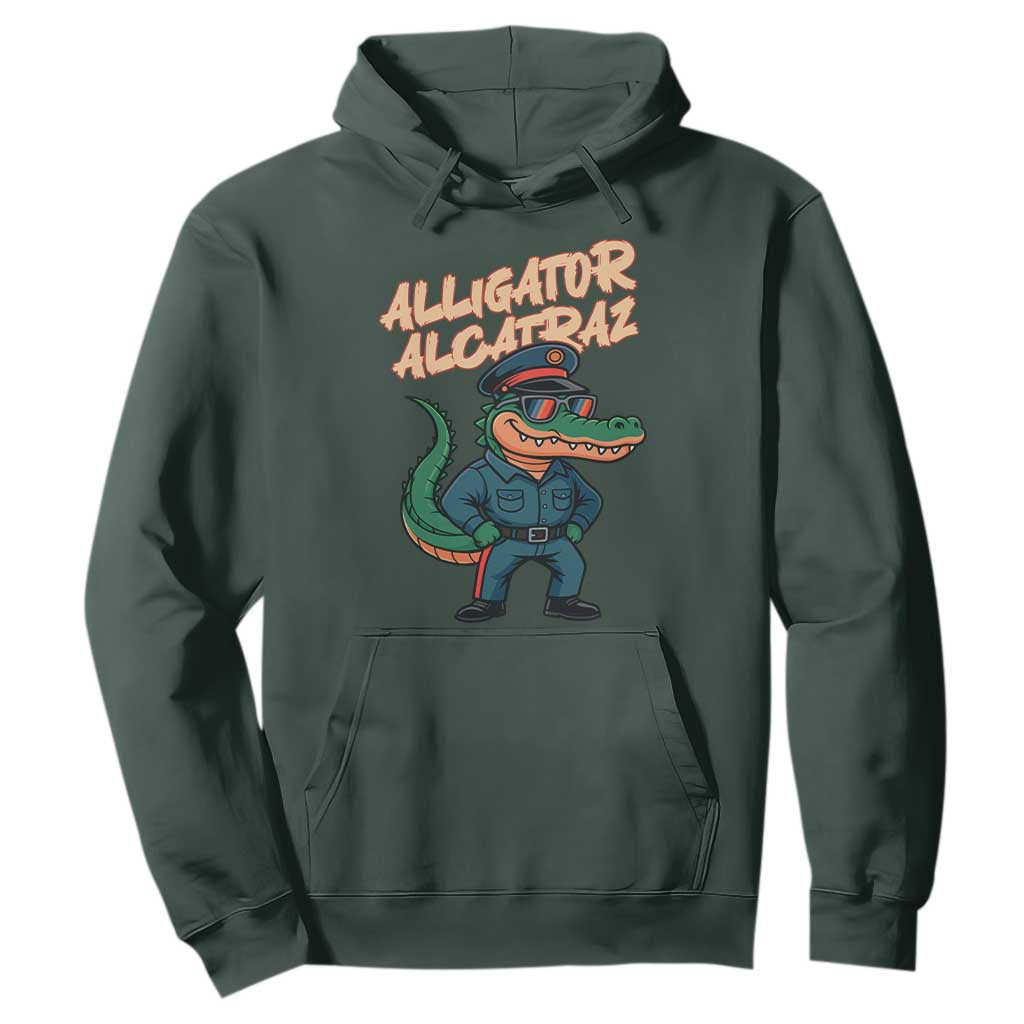 Alligator Alcatraz Political Hoodie Funny Florida Gator Cop with Attitude TS02 Dark Forest Green Print Your Wear