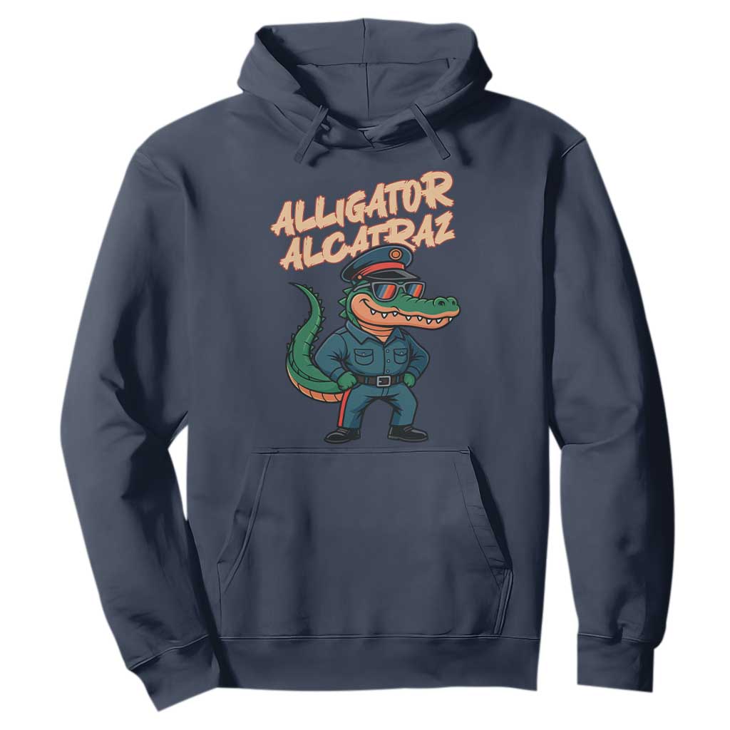 Alligator Alcatraz Political Hoodie Funny Florida Gator Cop with Attitude TS02 Navy Print Your Wear