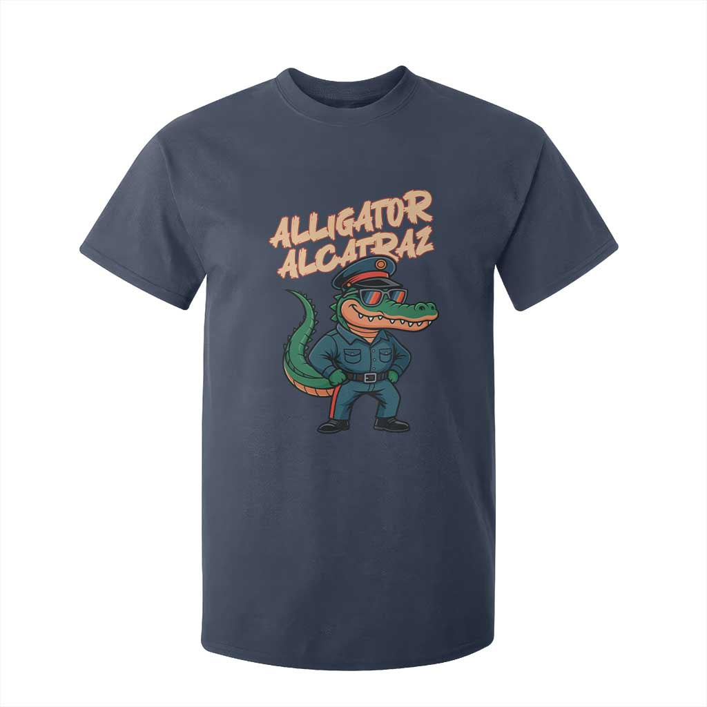 Alligator Alcatraz Political T Shirt For Kid Funny Florida Gator Cop with Attitude TS02 Navy Print Your Wear