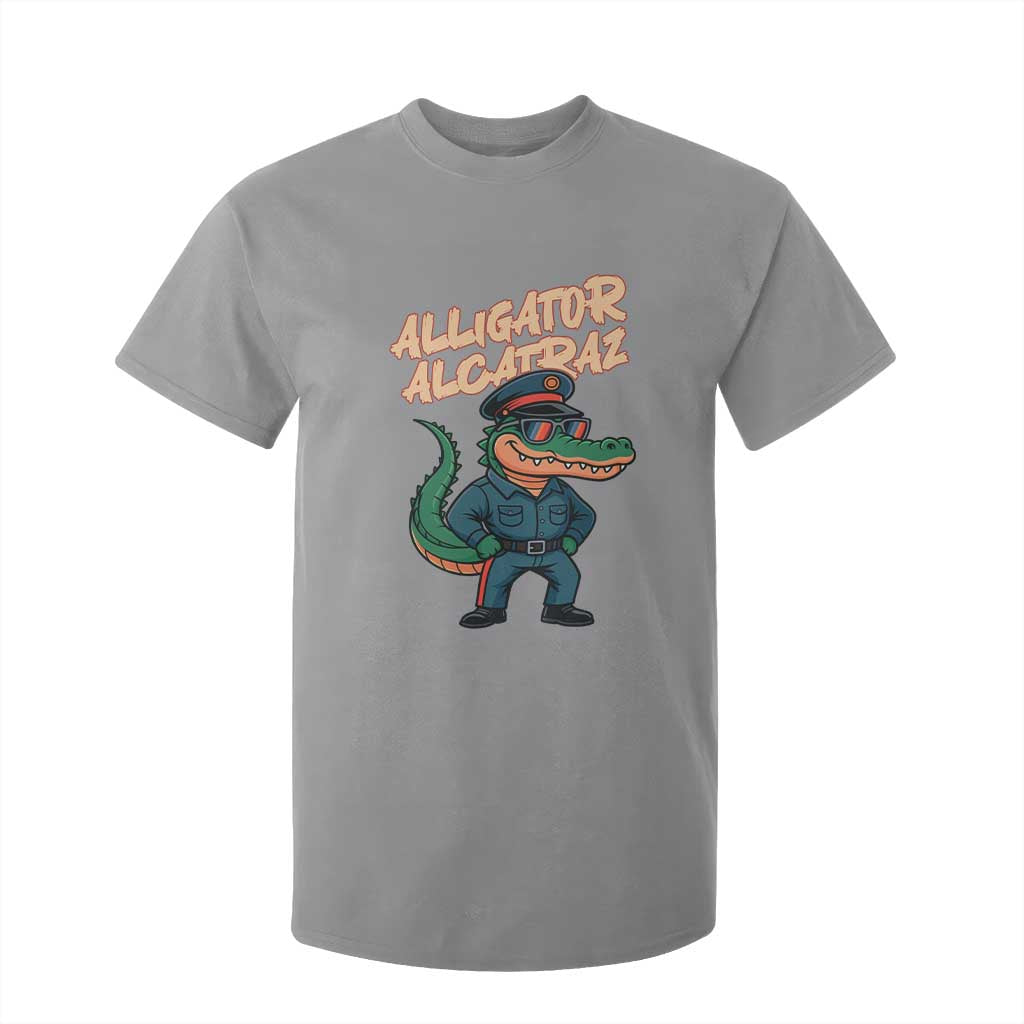 Alligator Alcatraz Political T Shirt For Kid Funny Florida Gator Cop with Attitude TS02 Sport Gray Print Your Wear