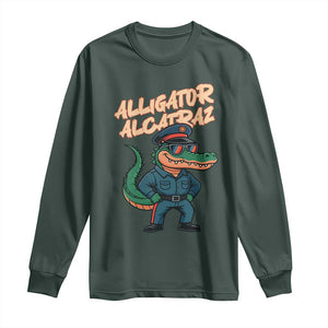Alligator Alcatraz Political Long Sleeve Shirt Funny Florida Gator Cop with Attitude TS02 Dark Forest Green Print Your Wear