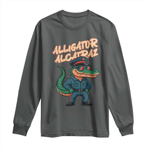 Alligator Alcatraz Political Long Sleeve Shirt Funny Florida Gator Cop with Attitude TS02 Dark Heather Print Your Wear