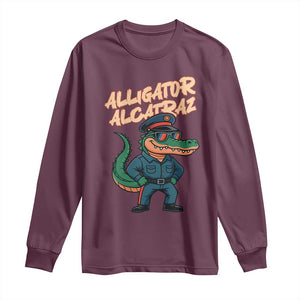 Alligator Alcatraz Political Long Sleeve Shirt Funny Florida Gator Cop with Attitude TS02 Maroon Print Your Wear