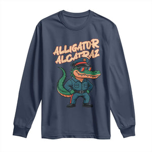 Alligator Alcatraz Political Long Sleeve Shirt Funny Florida Gator Cop with Attitude TS02 Navy Print Your Wear
