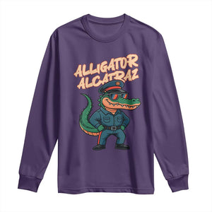 Alligator Alcatraz Political Long Sleeve Shirt Funny Florida Gator Cop with Attitude TS02 Purple Print Your Wear
