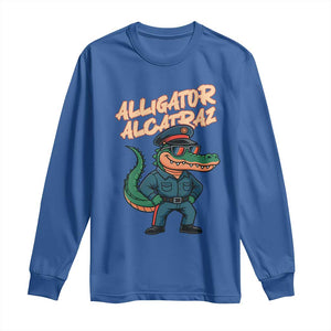 Alligator Alcatraz Political Long Sleeve Shirt Funny Florida Gator Cop with Attitude TS02 Royal Blue Print Your Wear