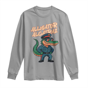 Alligator Alcatraz Political Long Sleeve Shirt Funny Florida Gator Cop with Attitude TS02 Sport Gray Print Your Wear