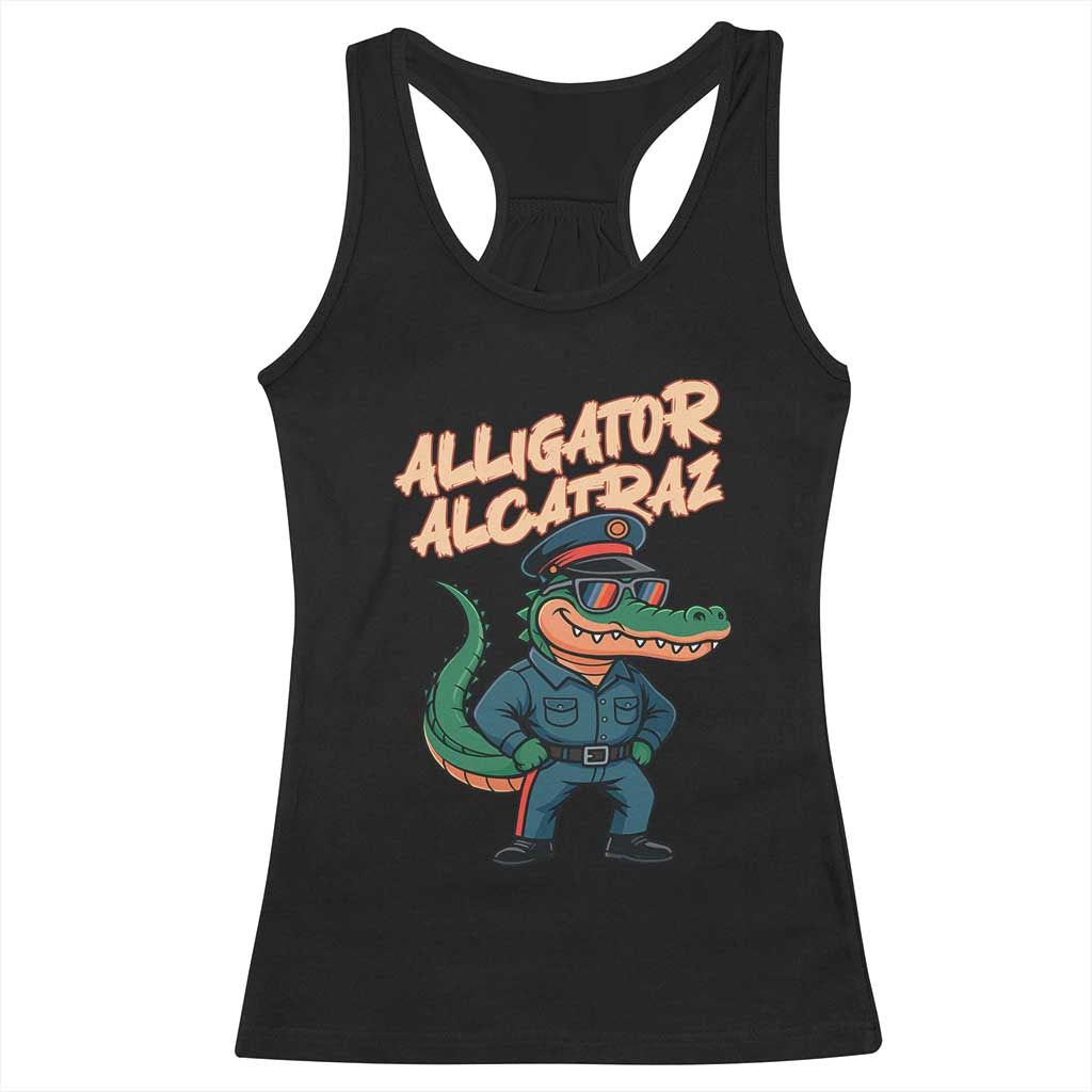 Alligator Alcatraz Political Racerback Tank Top Funny Florida Gator Cop with Attitude TS02 Black Print Your Wear