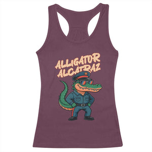 Alligator Alcatraz Political Racerback Tank Top Funny Florida Gator Cop with Attitude TS02 Maroon Print Your Wear