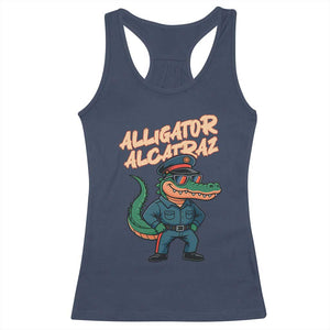 Alligator Alcatraz Political Racerback Tank Top Funny Florida Gator Cop with Attitude TS02 Navy Print Your Wear
