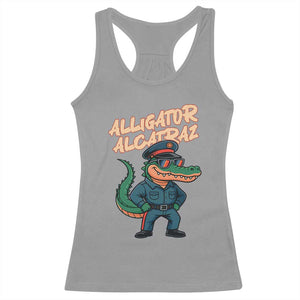Alligator Alcatraz Political Racerback Tank Top Funny Florida Gator Cop with Attitude TS02 Sport Gray Print Your Wear