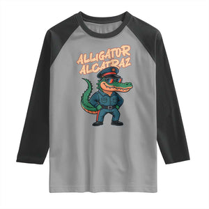 Alligator Alcatraz Political Raglan Shirt Funny Florida Gator Cop with Attitude TS02 Sport Gray Black Print Your Wear