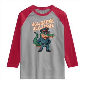 Alligator Alcatraz Political Raglan Shirt Funny Florida Gator Cop with Attitude TS02 Sport Gray Red Print Your Wear