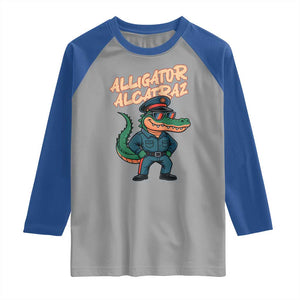 Alligator Alcatraz Political Raglan Shirt Funny Florida Gator Cop with Attitude TS02 Sport Gray Royal Print Your Wear