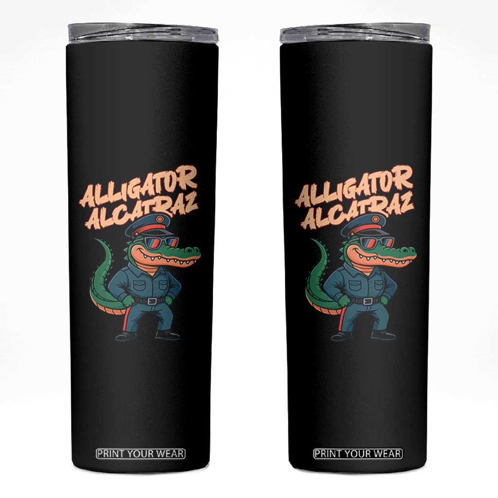 Alligator Alcatraz Political Skinny Tumbler Funny Florida Gator Cop with Attitude TS02 Black Print Your Wear
