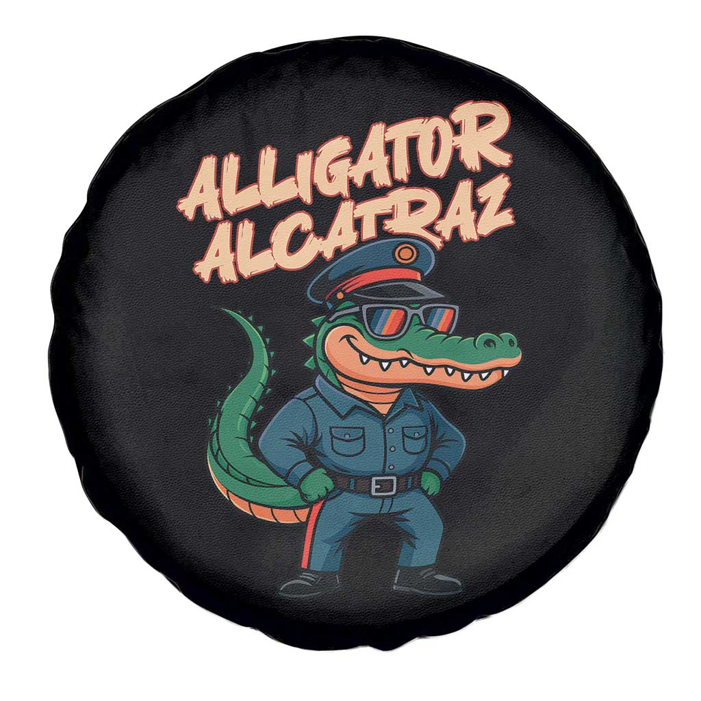 Alligator Alcatraz Political Spare Tire Cover Funny Florida Gator Cop with Attitude TS02 Print Your Wear