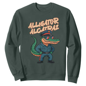 Alligator Alcatraz Political Sweatshirt Funny Florida Gator Cop with Attitude TS02 Dark Forest Green Print Your Wear