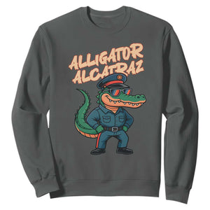 Alligator Alcatraz Political Sweatshirt Funny Florida Gator Cop with Attitude TS02 Dark Heather Print Your Wear