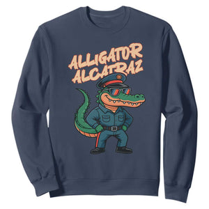 Alligator Alcatraz Political Sweatshirt Funny Florida Gator Cop with Attitude TS02 Navy Print Your Wear