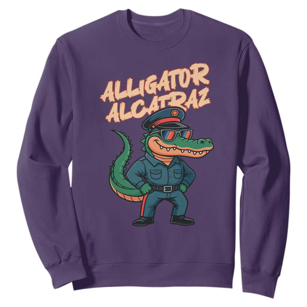 Alligator Alcatraz Political Sweatshirt Funny Florida Gator Cop with Attitude TS02 Purple Print Your Wear