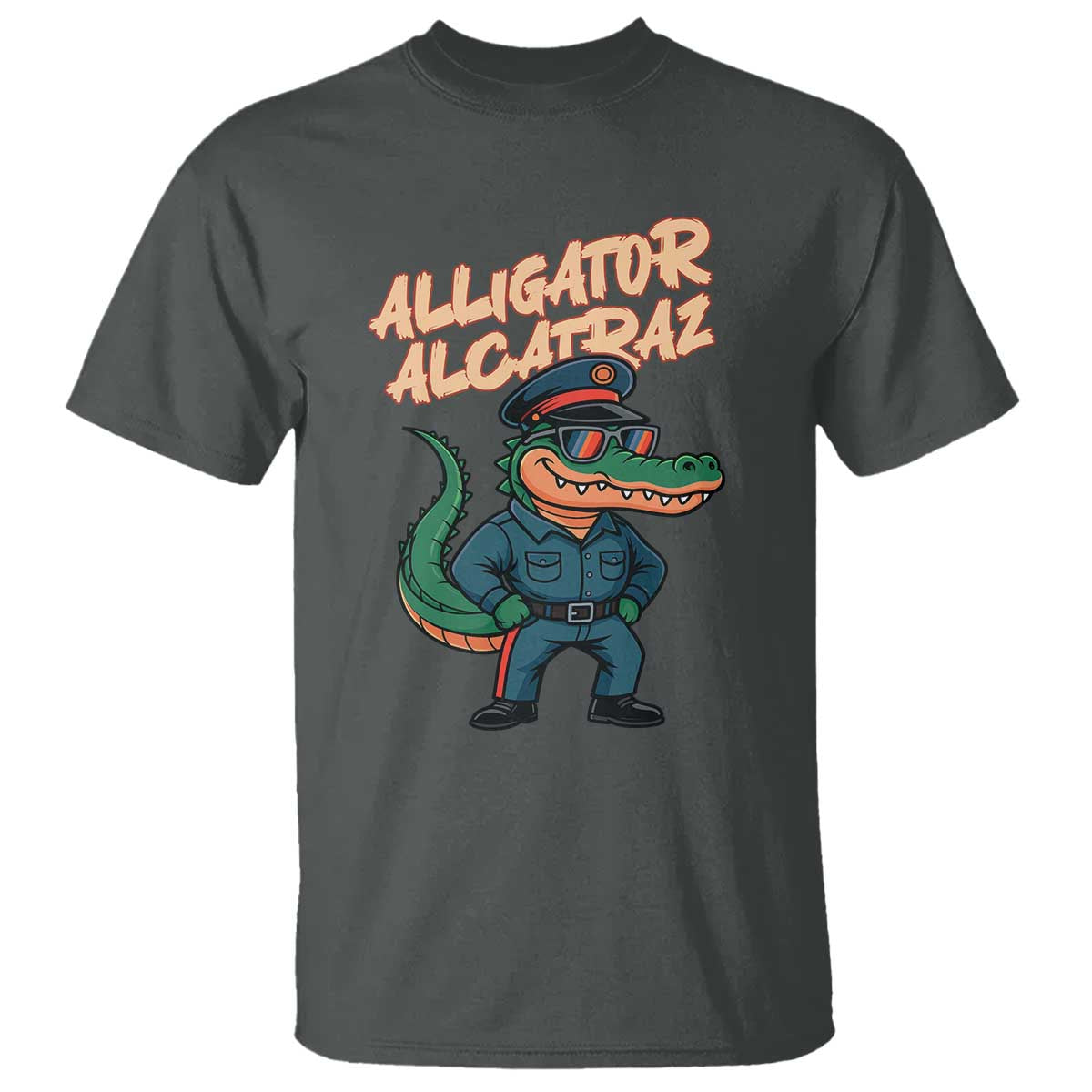 Alligator Alcatraz Political T Shirt Funny Florida Gator Cop with Attitude TS02 Dark Heather Print Your Wear