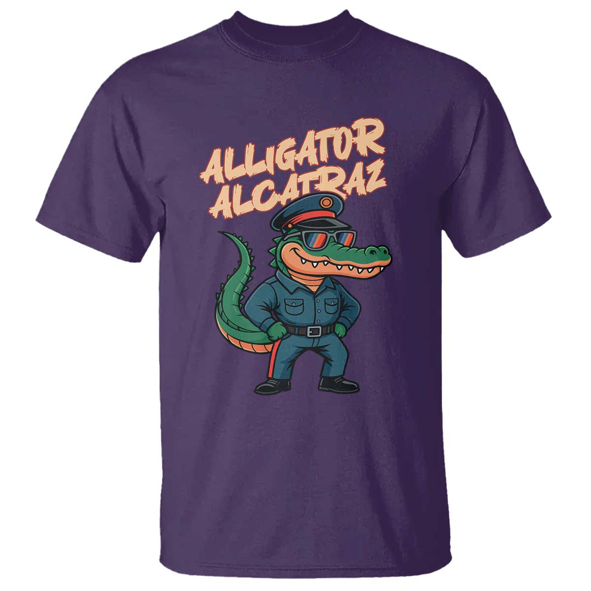 Alligator Alcatraz Political T Shirt Funny Florida Gator Cop with Attitude TS02 Purple Print Your Wear