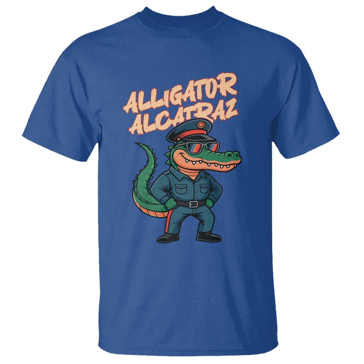 Alligator Alcatraz Political T Shirt Funny Florida Gator Cop with Attitude TS02 Royal Blue Print Your Wear