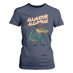 Alligator Alcatraz Political T Shirt For Women Funny Florida Gator Cop with Attitude TS02 Navy Print Your Wear