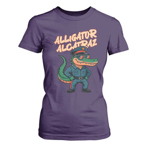 Alligator Alcatraz Political T Shirt For Women Funny Florida Gator Cop with Attitude TS02 Purple Print Your Wear