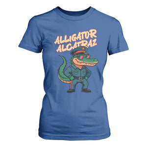 Alligator Alcatraz Political T Shirt For Women Funny Florida Gator Cop with Attitude TS02 Royal Blue Print Your Wear