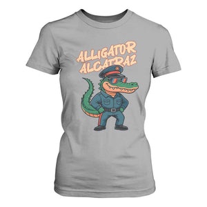 Alligator Alcatraz Political T Shirt For Women Funny Florida Gator Cop with Attitude TS02 Sport Gray Print Your Wear