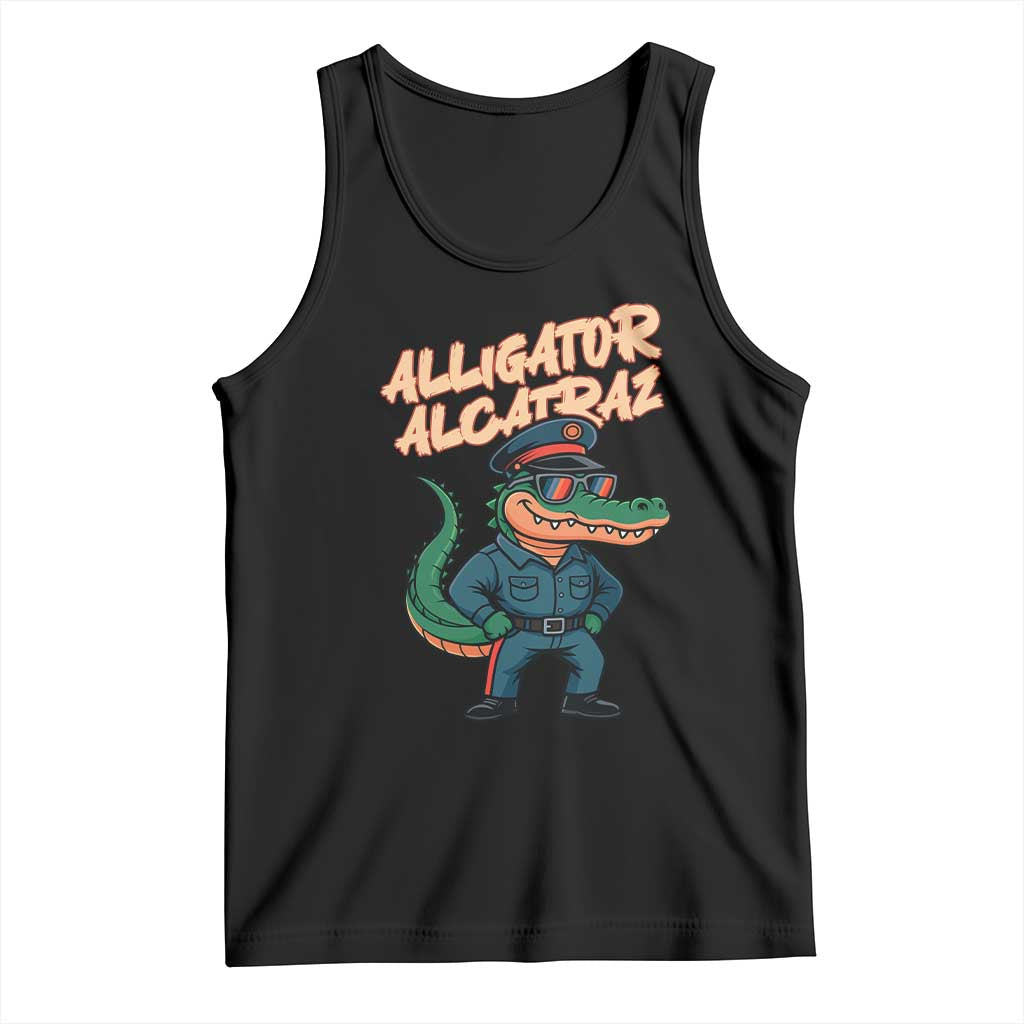 Alligator Alcatraz Political Tank Top Funny Florida Gator Cop with Attitude TS02 Black Print Your Wear