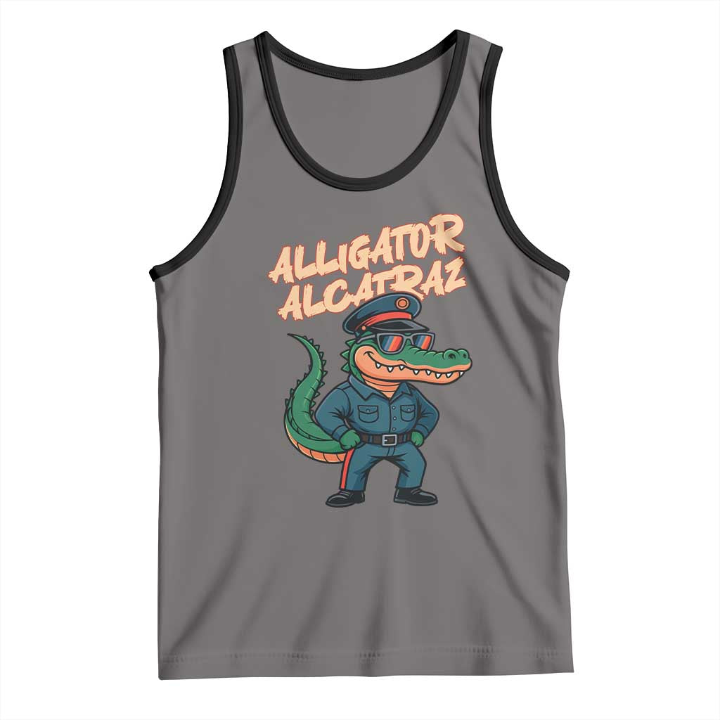 Alligator Alcatraz Political Tank Top Funny Florida Gator Cop with Attitude TS02 Deep Heather Black Print Your Wear