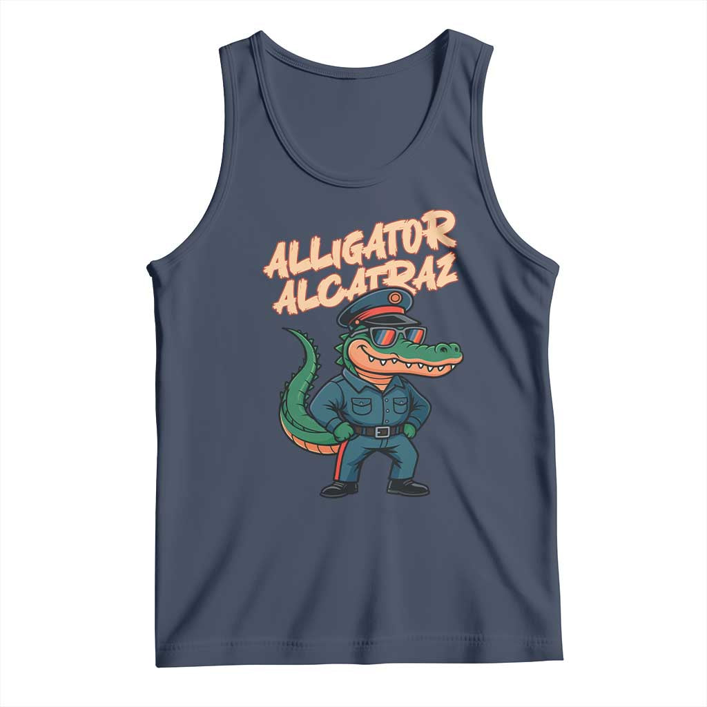 Alligator Alcatraz Political Tank Top Funny Florida Gator Cop with Attitude TS02 Navy Print Your Wear