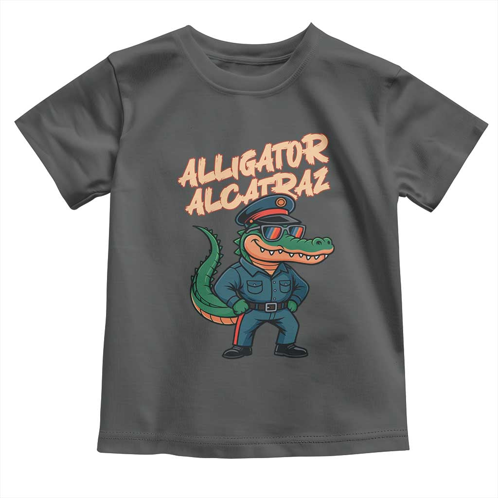 Alligator Alcatraz Political Toddler T Shirt Funny Florida Gator Cop with Attitude TS02 Dark Heather Print Your Wear
