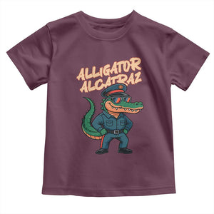 Alligator Alcatraz Political Toddler T Shirt Funny Florida Gator Cop with Attitude TS02 Maroon Print Your Wear