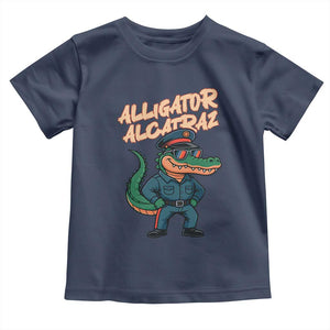 Alligator Alcatraz Political Toddler T Shirt Funny Florida Gator Cop with Attitude TS02 Navy Print Your Wear