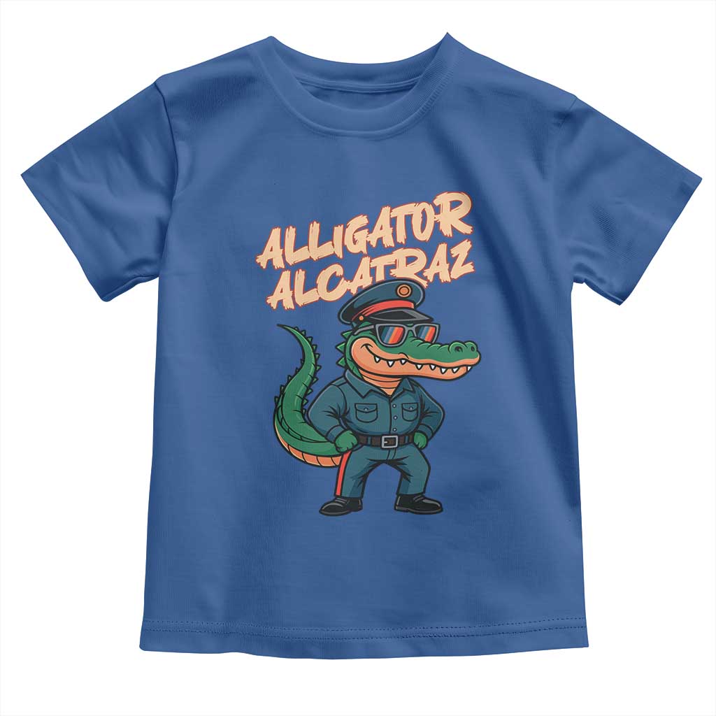 Alligator Alcatraz Political Toddler T Shirt Funny Florida Gator Cop with Attitude TS02 Royal Blue Print Your Wear