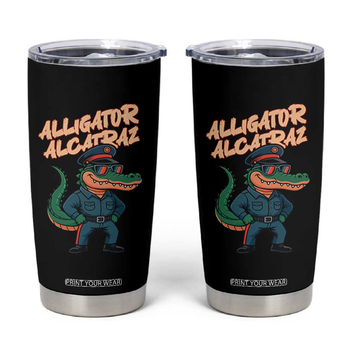 Alligator Alcatraz Political Tumbler Cup Funny Florida Gator Cop with Attitude TS02 Black Print Your Wear