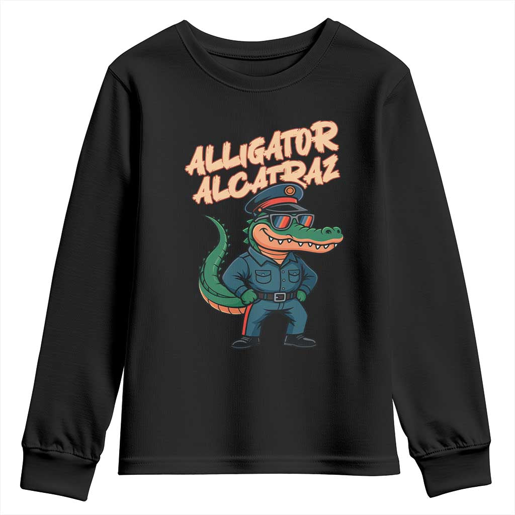 Alligator Alcatraz Political Youth Sweatshirt Funny Florida Gator Cop with Attitude TS02 Black Print Your Wear