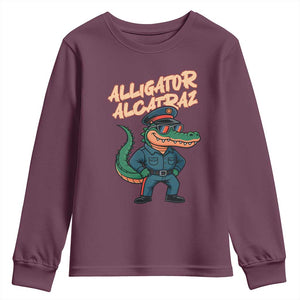 Alligator Alcatraz Political Youth Sweatshirt Funny Florida Gator Cop with Attitude TS02 Maroon Print Your Wear
