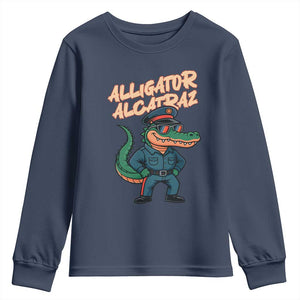 Alligator Alcatraz Political Youth Sweatshirt Funny Florida Gator Cop with Attitude TS02 Navy Print Your Wear