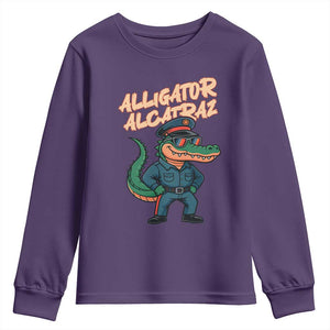 Alligator Alcatraz Political Youth Sweatshirt Funny Florida Gator Cop with Attitude TS02 Purple Print Your Wear