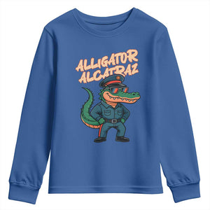 Alligator Alcatraz Political Youth Sweatshirt Funny Florida Gator Cop with Attitude TS02 Royal Blue Print Your Wear
