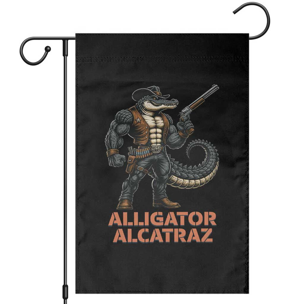 Alligator Alcatraz Gunslinger Garden Flag Swamp Outlaw Satire Patriotic Rebel TS02 Black Print Your Wear