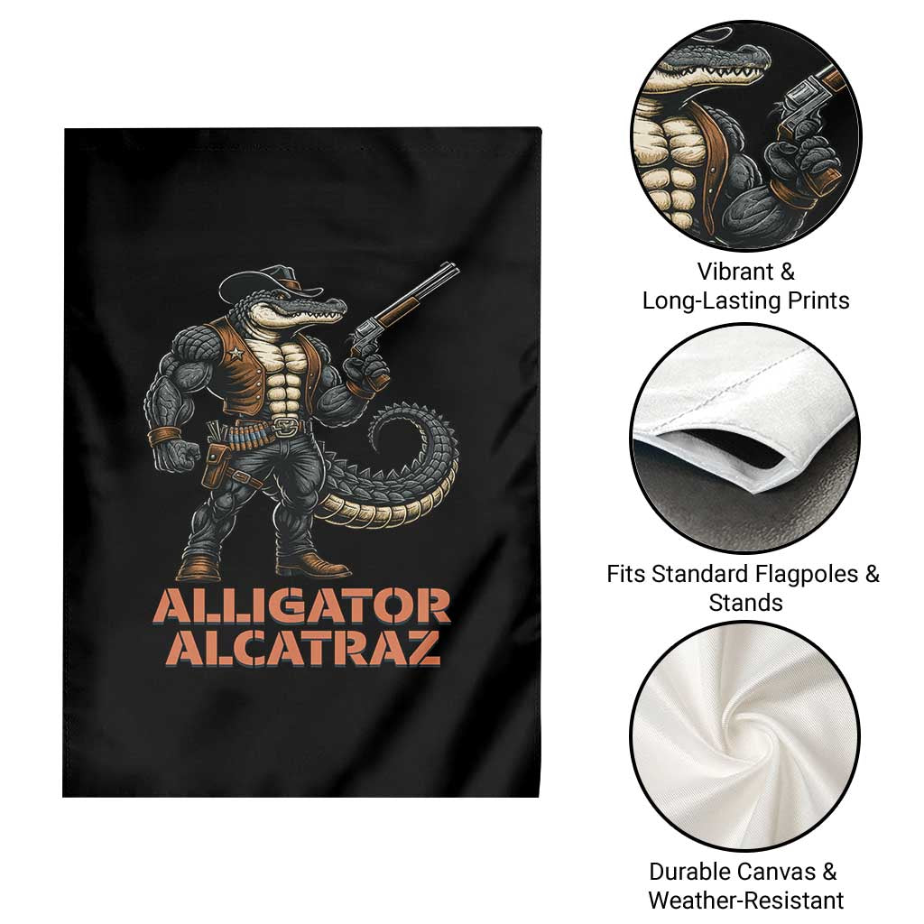 Alligator Alcatraz Gunslinger Garden Flag Swamp Outlaw Satire Patriotic Rebel TS02 Print Your Wear
